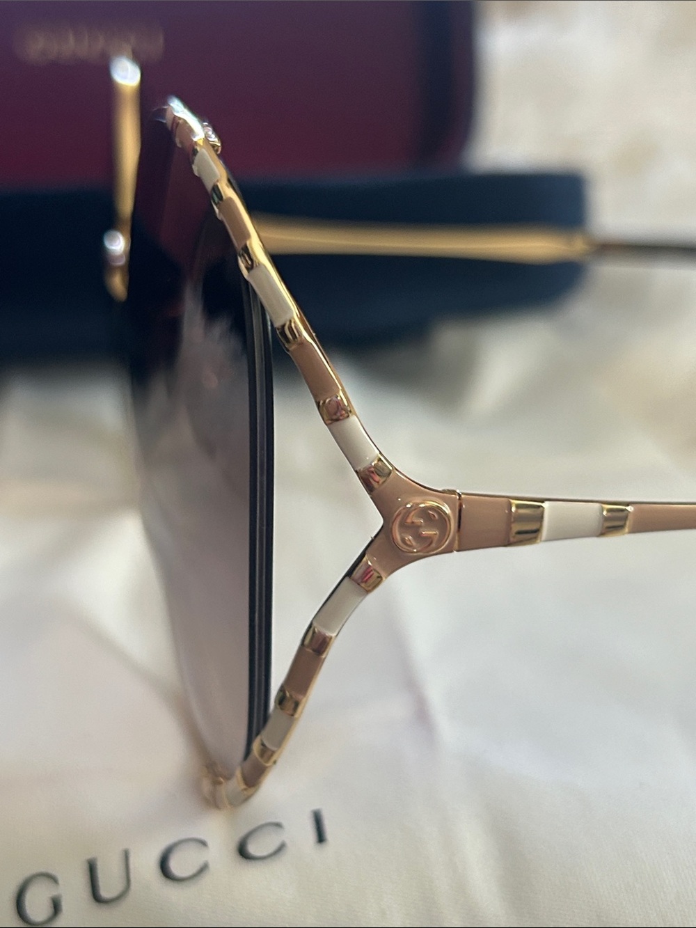 GUCCI Round GG0595S Gold Gradient Brown Sunglasses $595 Retail - Picture 16 of 16